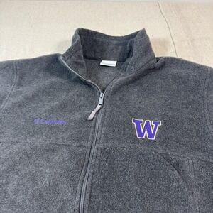 Columbia Washington Huskies Flanker Fleece Full Zip Jacket M Gray